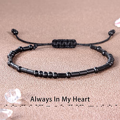 Morse Code Bracelets for Women Inspirational Gifts for Her Adjustable Black Adjustable Braided Men Bracelets Motivational Best Friend Birthday Gifts for Sister Daughter Mom Dad Christmas Jewelry…