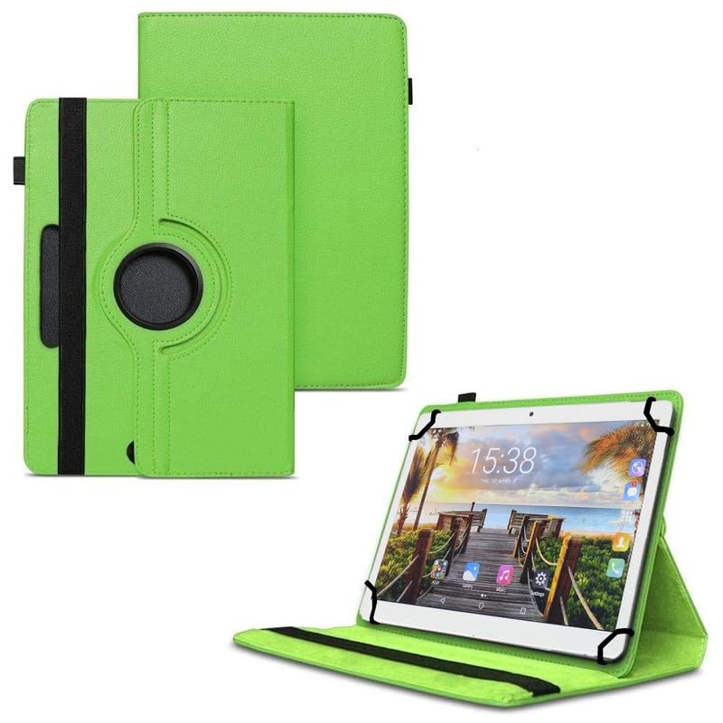 HARITECH 360 Degree Rotating Universal 3 Camera Hole Leather Stand Case Cover for LG G Pad IV 8.0 FHD (Green)