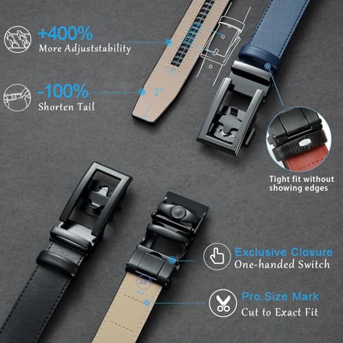 Leather Ratchet Belt Men - 2 Pack-Click Mens Belts Casual Accessories for Every Occasion (35mm)4
