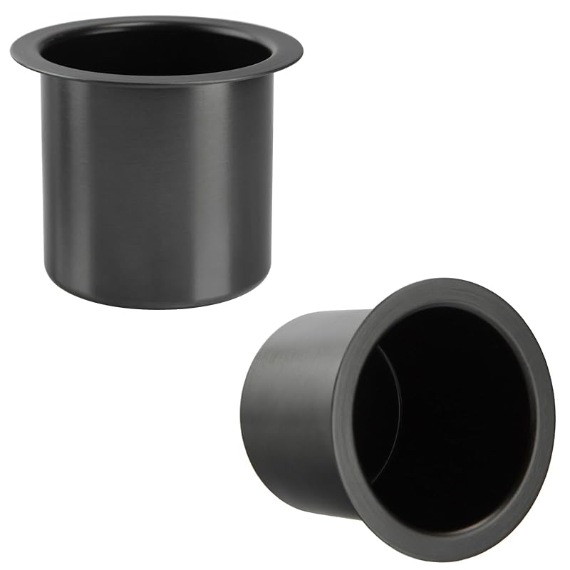 Kit com 2 porta-copos automotivos de embutir ULWSKY em aço inoxidável 304 preto modelo Q04