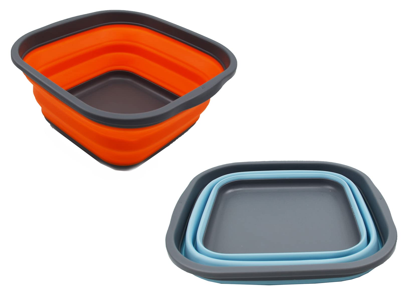 Sammart Sea Angel + Orange 5.5L Collapsible Tub - Foldable Dish Tub - Portable Washing Basin - Space Saving Plastic Washtub (Sea Angel + Orange)