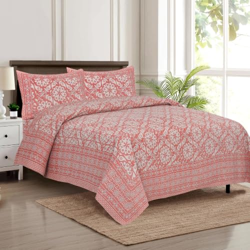 Image of Decor King Size Cotton Bedsheet | 300 TC | 100% Cotton Flatsheet King Size with Two Pillow Covers | (254 * 274 cm, Blush Pink)
