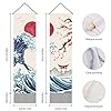 AHANDMAKER Confezione da 2 arazzi giapponesi con onde oceaniche rosse sole e onde e fiori di ciliegio rossi nappe da appendere alla parete per stanza, 33 x 130 cm #2