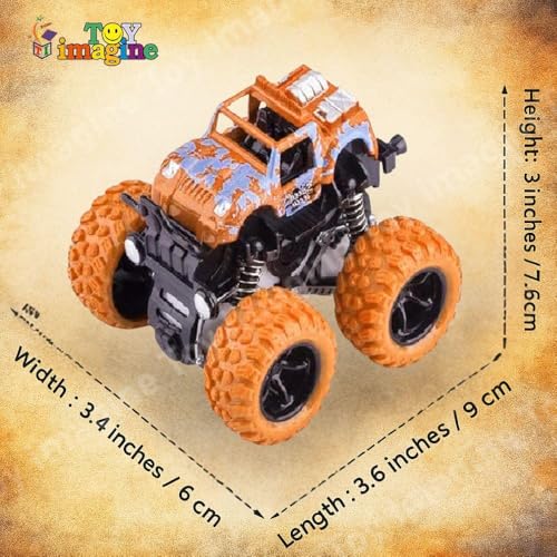 Image of Toy Imagine 360 Stunt Friction Monster Truck Pack of 8 | Push & Go Mini Toy Cars for Kids 3-7 Years | Durable Non-Toxic Build, Strong Grip Tires | Fun Learning Gift for Boys