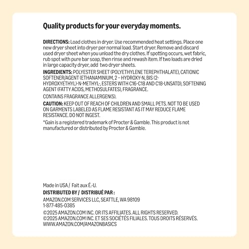 Image of Amazon Basics Dryer Sheets Laundry Fabric Softener, Original Scent, Reduces Static, Fights Wrinkles, 160 Count