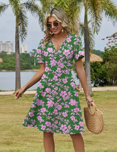 Image of Zeagoo Womens Summer Dresses Wrap V Neck Dress Floral A-Line Ruffle Sleeve Casual Sundress with Pockets 2026
