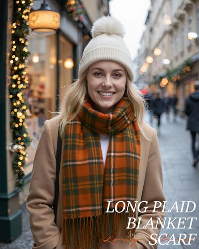 YSense Women's Long Plaid Blanket Scarf Chunky Oversized Winter Fall Warm Big Tartan Scarves Wrap Shawl Ladies Gifts2