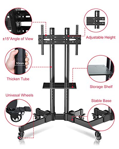 Soporte móvil negro inclinable para TV de 32-70 pulgadas miniatura 6