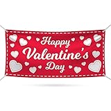 Happy Valentine's Day Banner Sign - 13 Oz Heavy Duty Waterproof Valentine's Day Party Decoration Vinyl Banner with Metal Grommets, VP5364 (24