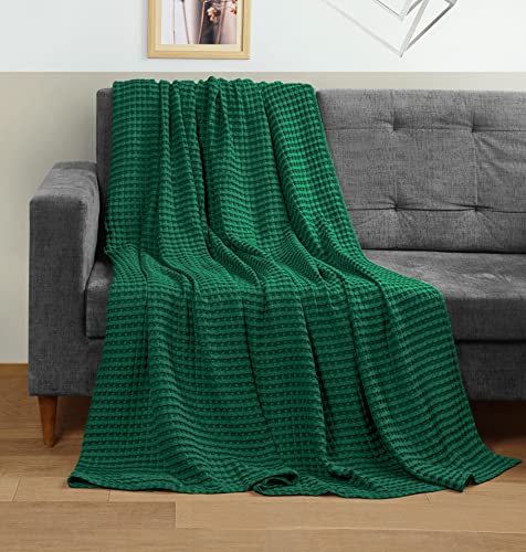 Image of Utopia Bedding 100% Cotton Waffle Weave Blanket King Size for Bed - Lightweight, Breathable Summer Blankets Soft and Cozy, Gifts for Women Home Room Decor (Forest Green, 90x108 Inch)