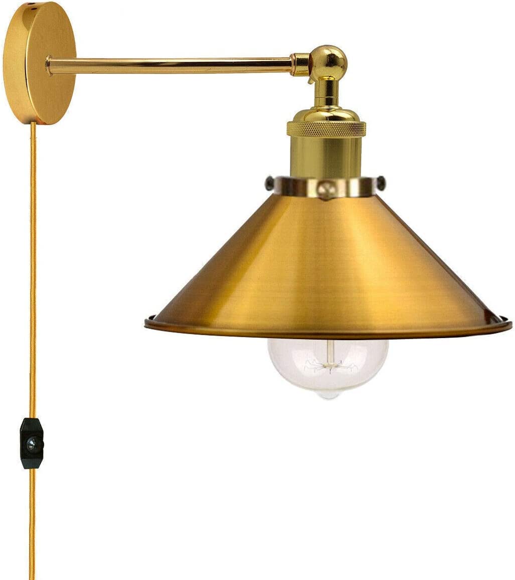 LEDSone Retro Plug in Wall Light Lamps with 2m Plug in Cable Cord and Dimmer Switch