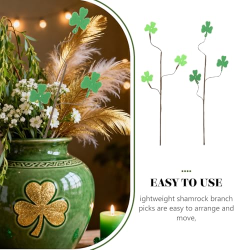 Branches de trèfle artificielles en feutrine 32 cm pour bouquet de la Saint-Patrick - 4