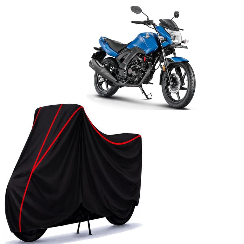 Image of CB Unicorn 150 Water Resistant Bike Cover for All Motorcycles & Rain | Heavy Duty Taffeta Fabric | UV Protection, Dustproof, Scratchproof | All Weather Two Wheeler Body Cover with Elastic Bottom