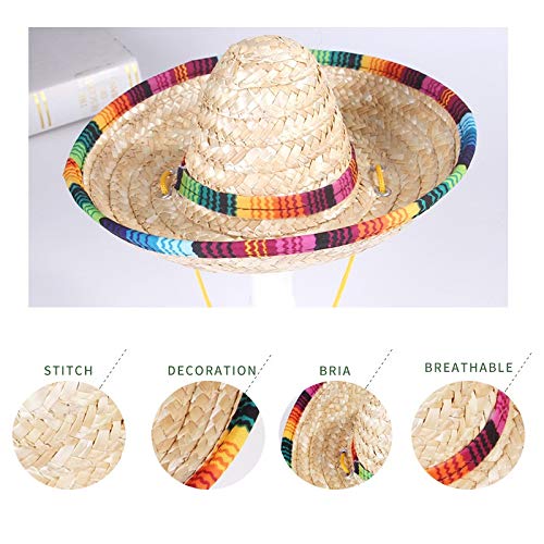 Cheeseandu 2Pack Handcrafted Pet Straw Hat With Adjustable Chin Strap, Lovely Sun Hat Funny Mexican Party Costume Party Photo Prop Dog Sombrero Hat For Dog/Puppy/Cat/Kitty #TOP4
