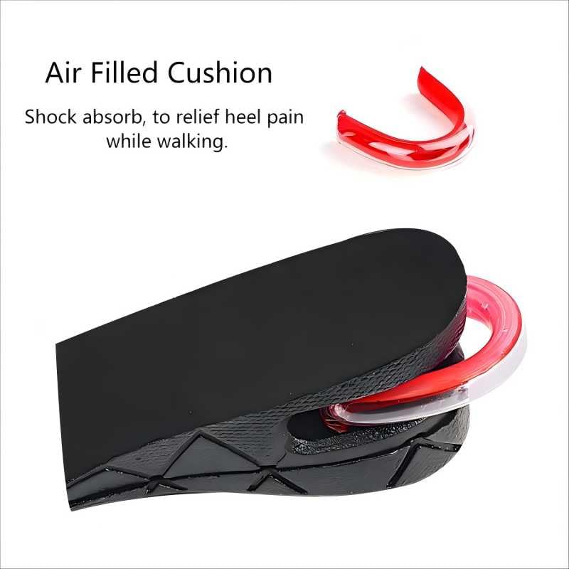 Image of Height Increase Insoles Shoe Insert, 3-Layer 6CM Air Cushion Design, Black