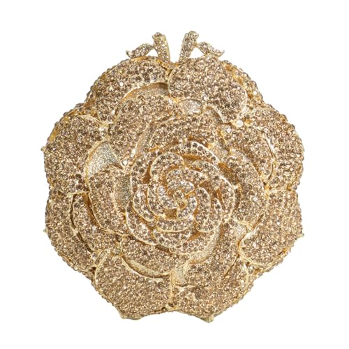 Image of RomanticDesign Women Round Rose Flower Rhinestone Clutch Bag Elegant Crystal Bride Purse for Evening Party Prom Wedding