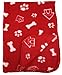 30x21 Inch Dog / Cat Fleece Blanket - Bone and Paw Print Assorted Color Pet Blankets by bogo Brands (Red)