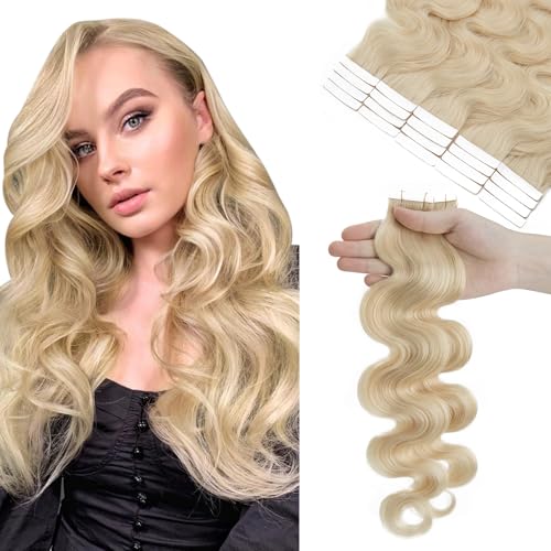 Hairro 18 Inch Tape in Hair Extensions Wavy Remy Human Hair 40pcs 100g...