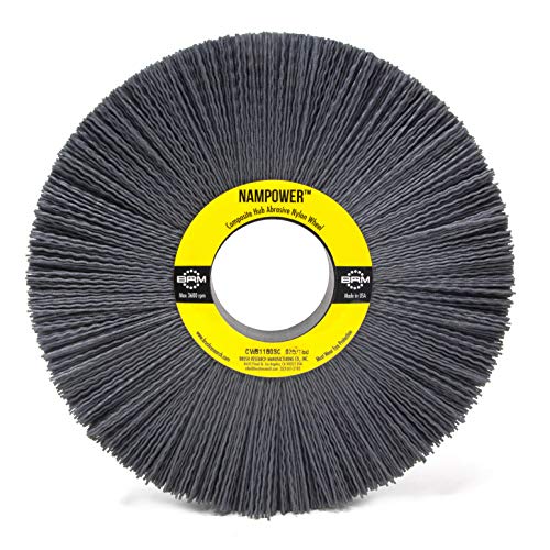 Image of Brush Research CW81180SC Nampower Composite Hub Abrasive Nylon Wheel Brush, Round Hole, Silicon Carbide Filament, 8 inch Diameter, 0.035 inch Wire Diameter, 2 inch Arbor Hole, 2.5 inch Bristle Length, (Pack of 1)