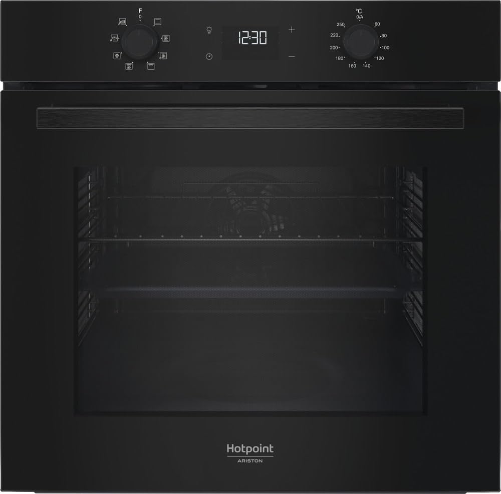 Hotpoint - HAO455CB Four Encastrable Catalyse 71L - Chaleur Tournante - Écran LCD - Programmes Automatiques et Minuterie - H 59,5 x L 59,5 x P 55,1 cm - Classe Énergétique A - Noir