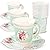 Talking Tables Truly Scrumptious Pack of 12 Vintage Floral Paper Afternoon Tea Party Cups Saucer Set For Kids or Adults Birthday Bridal Shower or Wedding, Mint Green