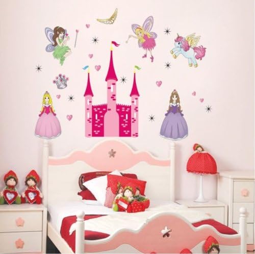 Wall Stickers Art Large Fairy Princess Unicorn & Castle Home Deco Wall Stickers