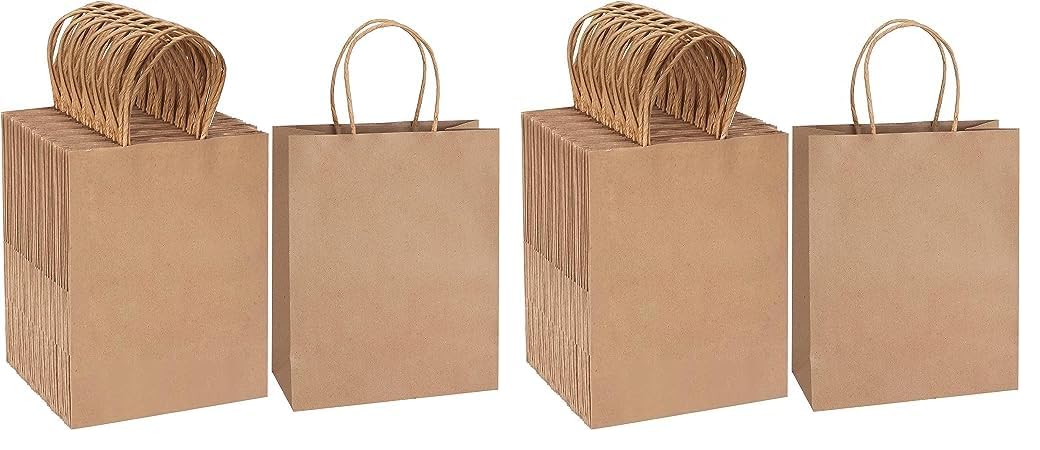 Paper Gift Bags 12 Pieces Set, Eco-friendly Paper Bags, With Handles Bulk, Paper Bags, Shopping Bags, Kraft Bags, Retail Bags, Party Bags 18x24x8Cm, Color Brown