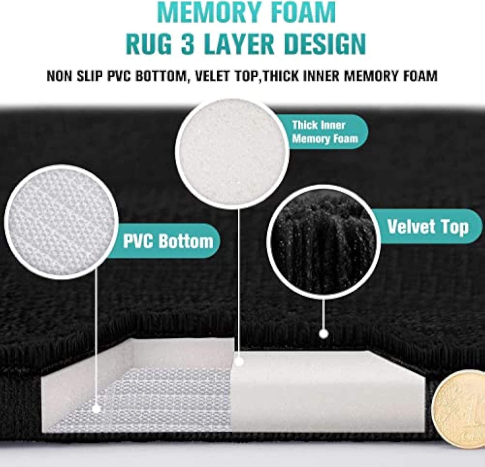 Memory Foam Bath Mat Set, Extra Soft 2 Piece Bathroom Rugs
