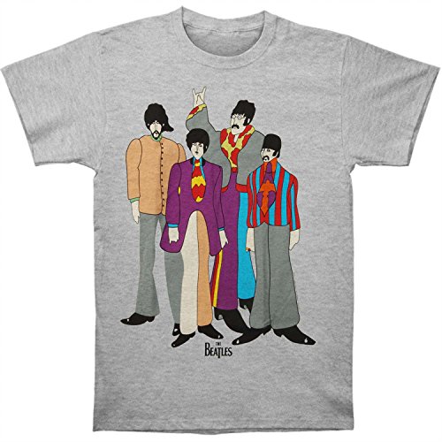 The Beatles T Shirt Yellow Submarine Cartoon Band Logo Official Mens Grey - Les Beatles, Paul McCartney, John Lennon, RIngo Starr, George Harrison The Beatles T Shirt Yellow Submarine Cartoon Band Logo Official Mens Grey