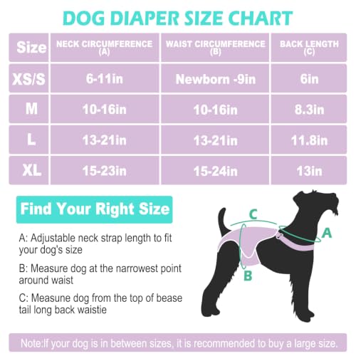 Image of Jollywoods 3 Pack Washable Female Dog Diapers with Adjustable Suspender | French Bulldog Period Panties, Escape Proof Dog Underwear Female, Super Absorbent Leakproof for Dog in Heat Cycle M