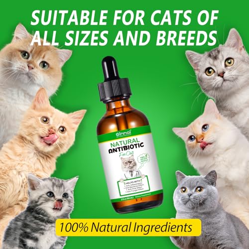 Natürliche Antibiotika für Katzen, Katzen-Antibiotika für Infektion, Katzen-Antibiotikum Unterstützt Immunsystem & Katze Allergie Relief, Juckreiz Linderung für Katzen, Katze Antibiotika für UTI, 60ml