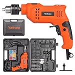 4.5Amp 1/2-inch Corded Impact Drill Hammer Drill with 105pcs Accessories, Variable Speed 0-3000, Hammer and Drill 2 Functions in 1, 360°Rotating Handle, Depth Gauge, Carrying Case Included