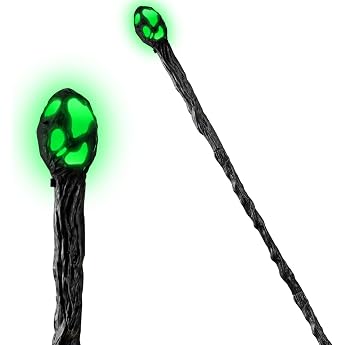 Spooktacular Creations Antique Walking Stick Halloween LED Vintage Prop Stick Witch Staff Vintage Cane Requem Accessory for Halloween Party Do Play Costume