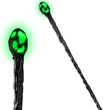 Spooktacular Creations Halloween LED Witch Staff Vintage Cane, Light Up Magic Walking Cane Prop Stick Accessory for Halloween Party Dress Up Costume