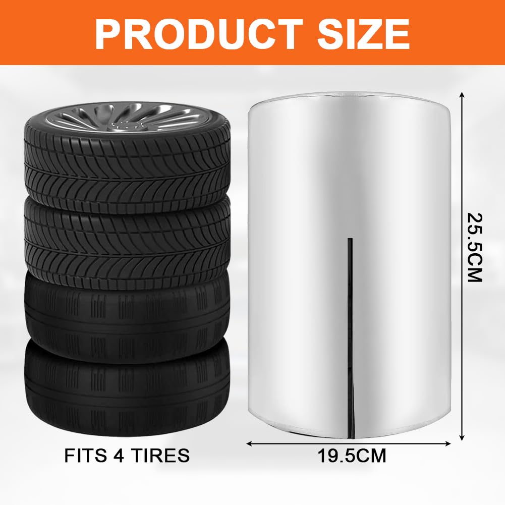 Coperture protettive per Pneumatici 120x85cm 4 Pezzi 210D Oxford Impermeabile Antipolvere Argento