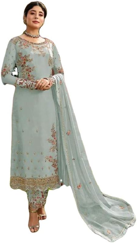 Ready to Wear Indian Pakistani Ethnic Wear Designer Straight Salwar Kameez Churidar Suit for Womens