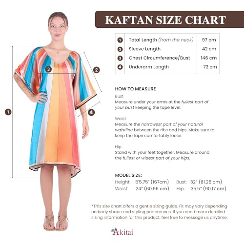 Image of One Size Boho Kaftan Maxi Dress for Women - Ultra-Lightweight 100% Polyester - Effortless Fit S-3XL