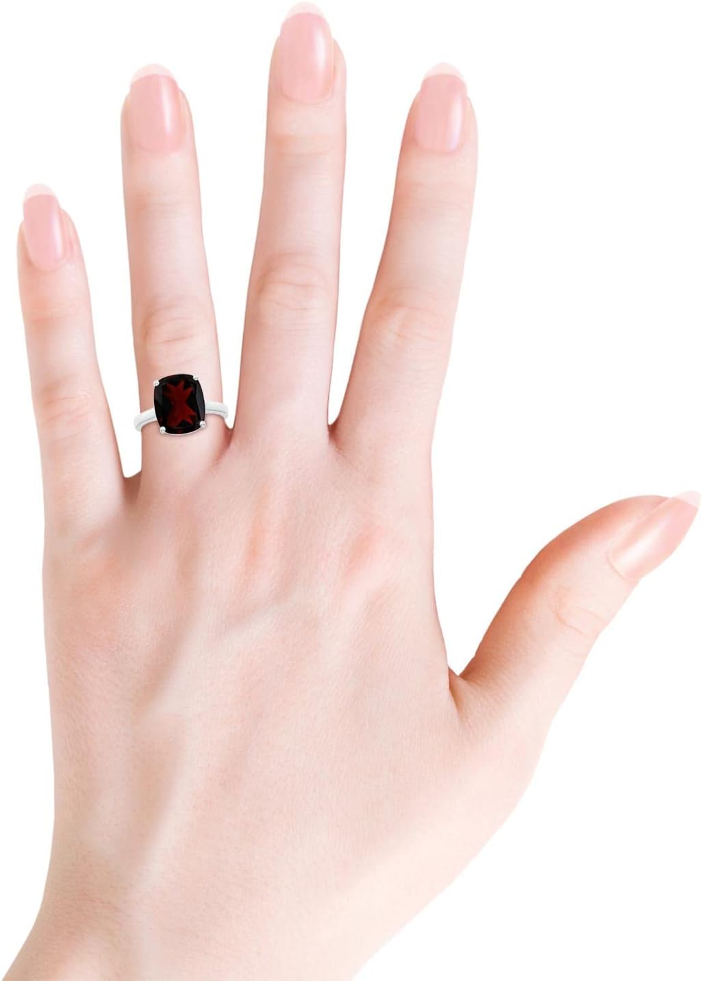 Angara Cushion Garnet Solitaire Ring in Sterling Silver/14K Solid Gold/Platinum | Natural Garnet Solitaire Ring for Women | January Birthday, Anniversary, Gemstone Jewelry Gift - Image 6