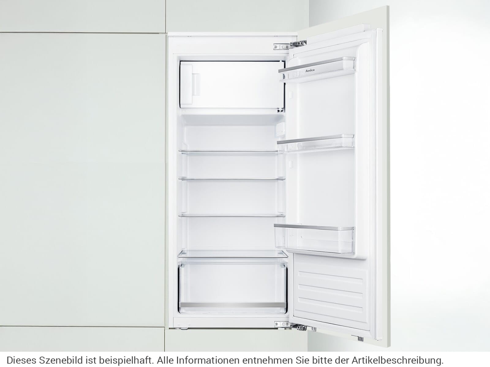 Amica Einbau Kühlschrank 179 L 122,1x54x54 cm EKSX 362 231 | 1220 mm Nische, 163 L Kühlteil, 16 L Gefrierteil, Festtür-Technik, Inverter Kompressor, Tür-Offen-Alarm