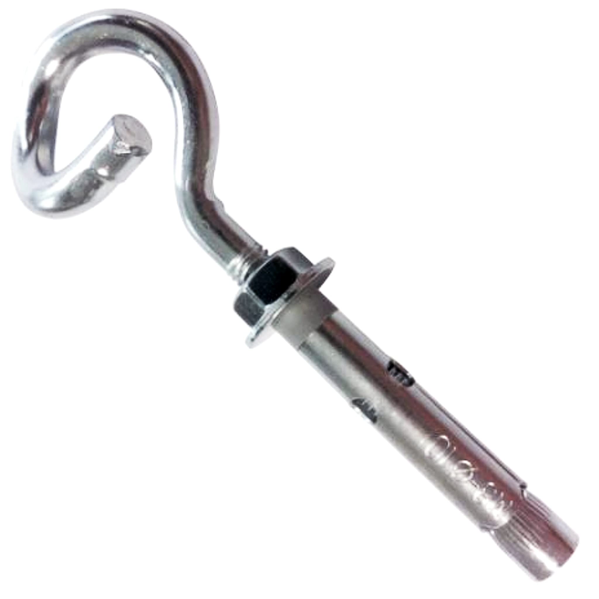 Bricoloco Fixbolt Anclaje Gancho antigiro torcido en espiral para sujección de redes de seguridad. Anclaje expansión tipo hembrilla argolla para carpas, pancartas y carteles. (50)