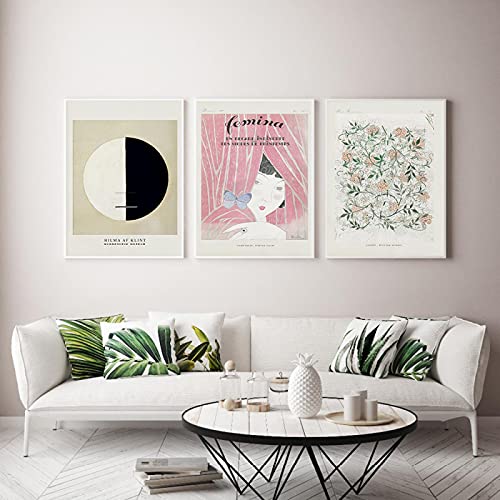 Affiches d'art mural géométriques Suède fleurs scandinaves impression sur toile premium x3