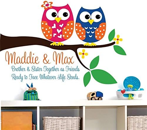 Brother and Sister Owl Wall Decals