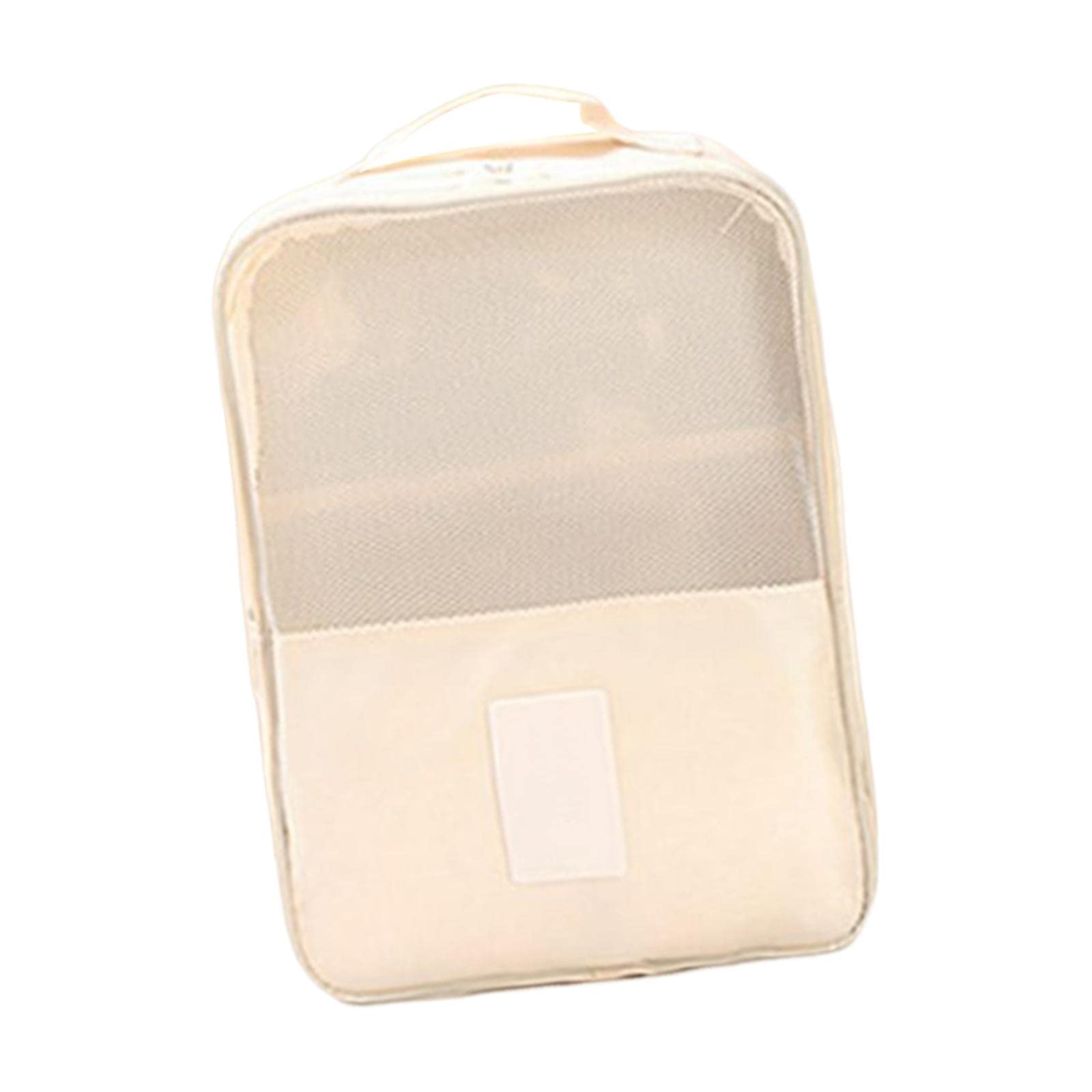 Schuh-Aufbewahrungstasche, Doppelreißverschluss, faltbar, Turnschuhe für Camping, Reisen, Angeln, Beige, 5er-Set (Beige), 29X22X13CM