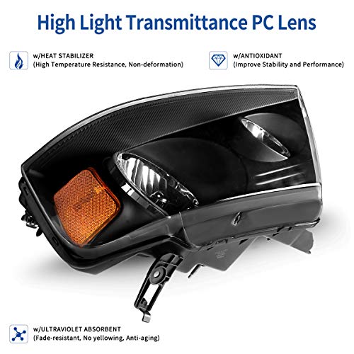 Oedro Headlight For 2004-2008 Ford F150 Headlamp With Amber Reflector Black Housing 2004 2005 2006 2007 2008 F-150 #TOP3