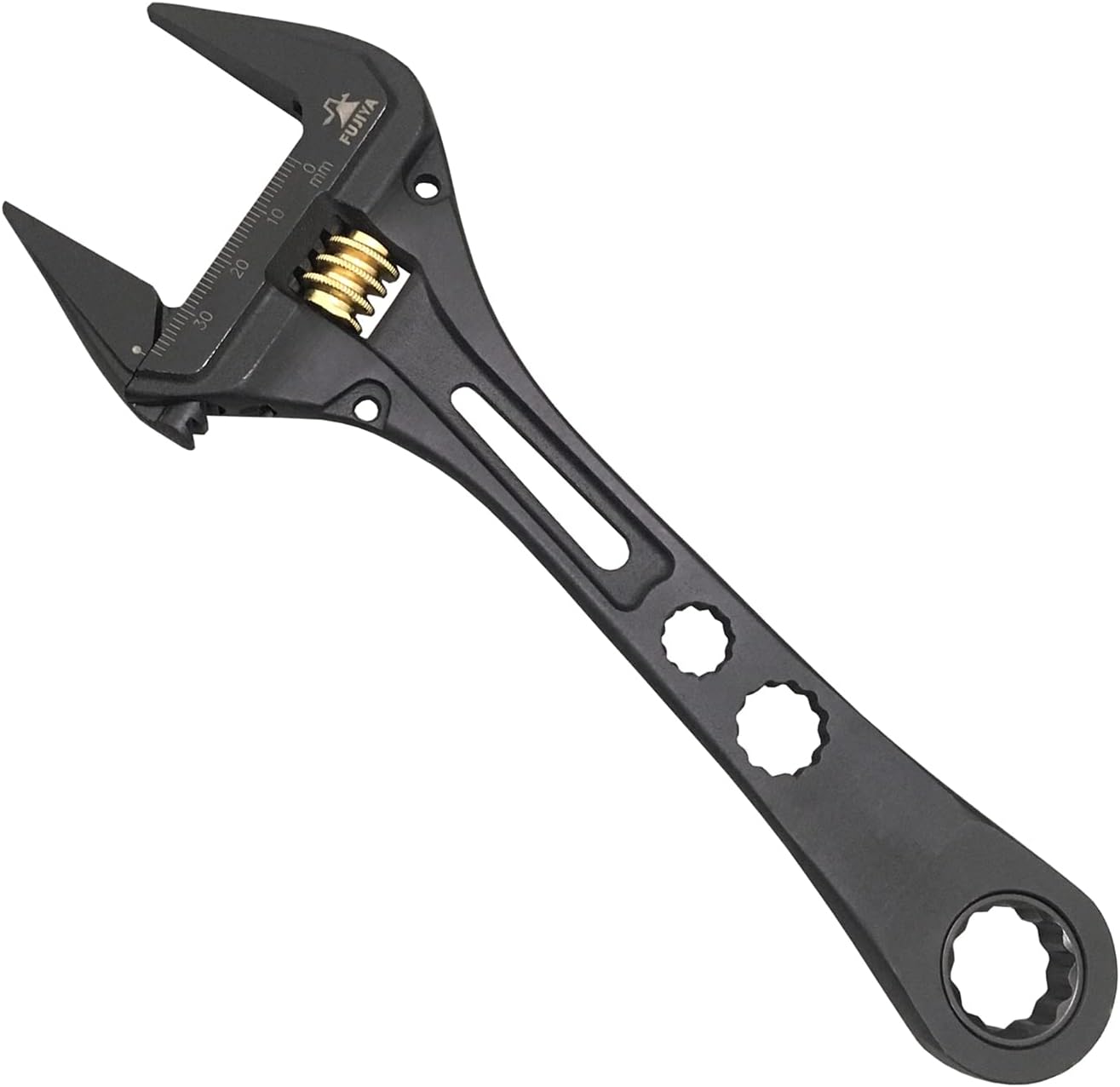 FUJIYA Tools, FGL-38-BG, Adjustable wrench with Ratchet Wrench, Black & Gold color-, 9 Inch