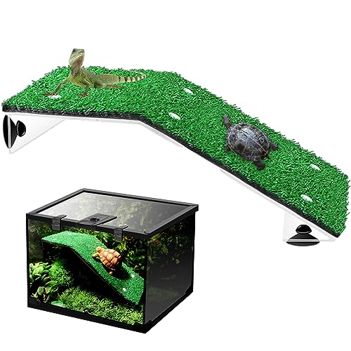 Kasmole Plataforma para Tomar el Tortugas,Accesorios Tortuga para decoración terrario Reptiles - Accesorios para Tanque Agua Tortuga acuática Escalera Escalada césped