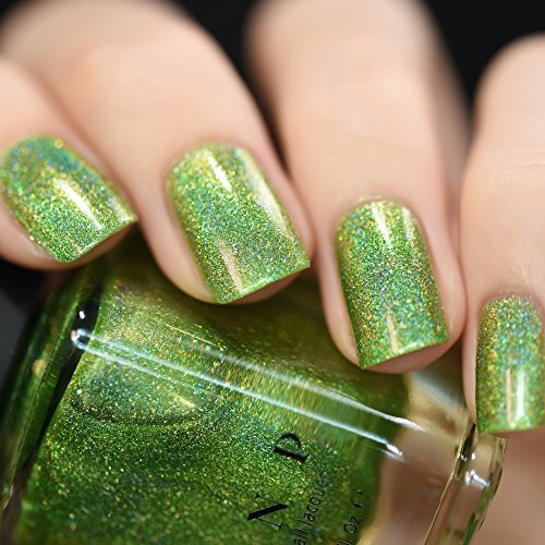 Image of ILNP 1UP - Lime Green Holographic Nail Polish, Chip Resistant Manicure, Long Wear Nail Lacquer, Smooth & Glossy Finish, Non-Toxic, Vegan, Cruelty Free, 12ml