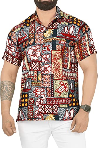 LA LEELA Hawaiian Bottone della Camicia Maglietta