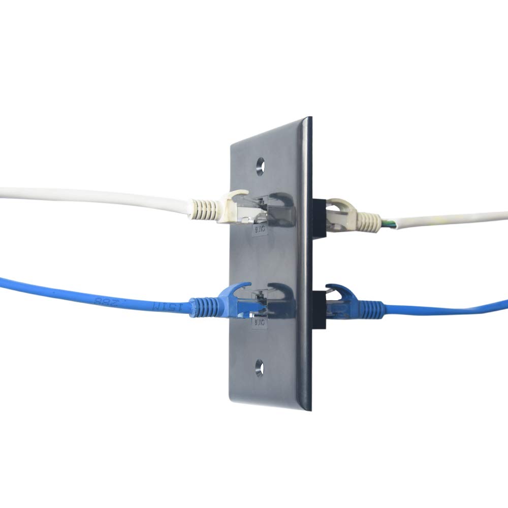 2-portowa płyta ścienna Ethernet czarna - pojedynczy kabel Ethernet Cat6 RJ45 płyta ścienna żeńska do żeńska płyta czołowa