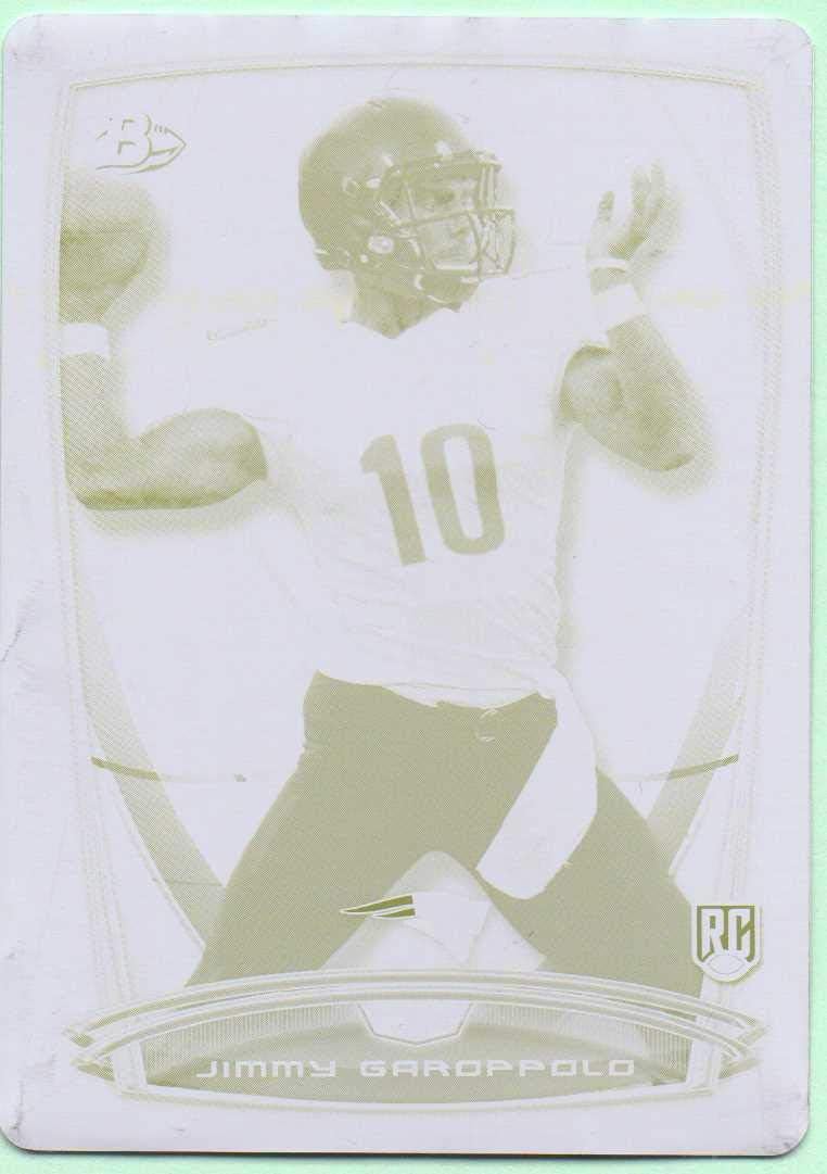 Jimmy Garoppolo 2014 Bowman Rookie Yellow Printing Plate #R105-1/1 - New England Patriots